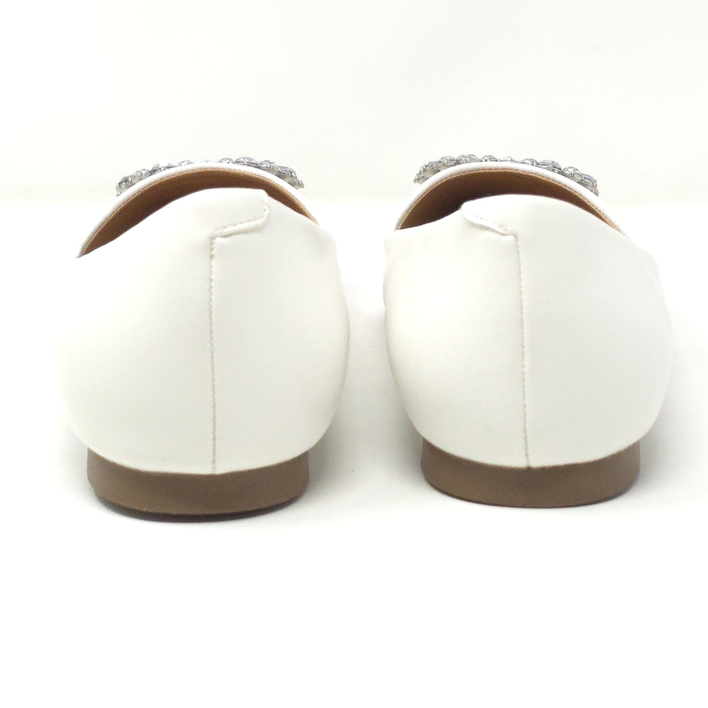 Brinley Co. Jewel Pointed Toe Ballet Flats Ivory Faux Leather Size 7.5M - Picture 5 of 10